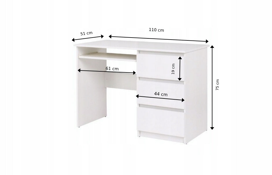 Desk 110 cm white stylish modern milled CS9 MDF EAN (GTIN) 5905745494242