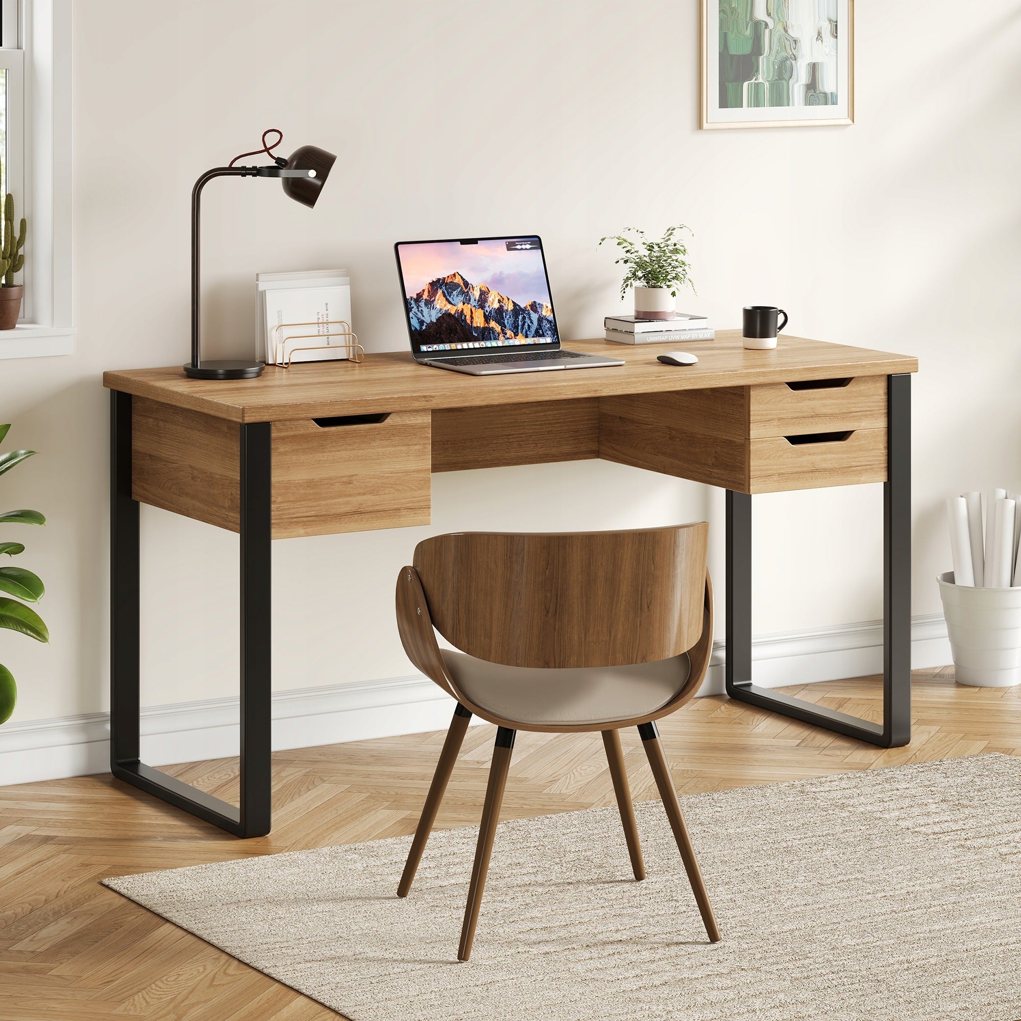 Desk 130 cm wood black 3 drawers metal Packaging status original