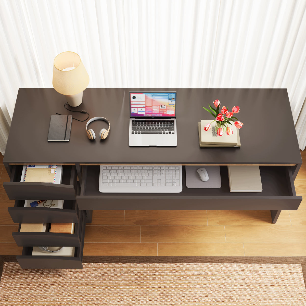 Desk 140x50 5 Drawer Grey Oak Spacious Modern Manufacturer code 9008918922156