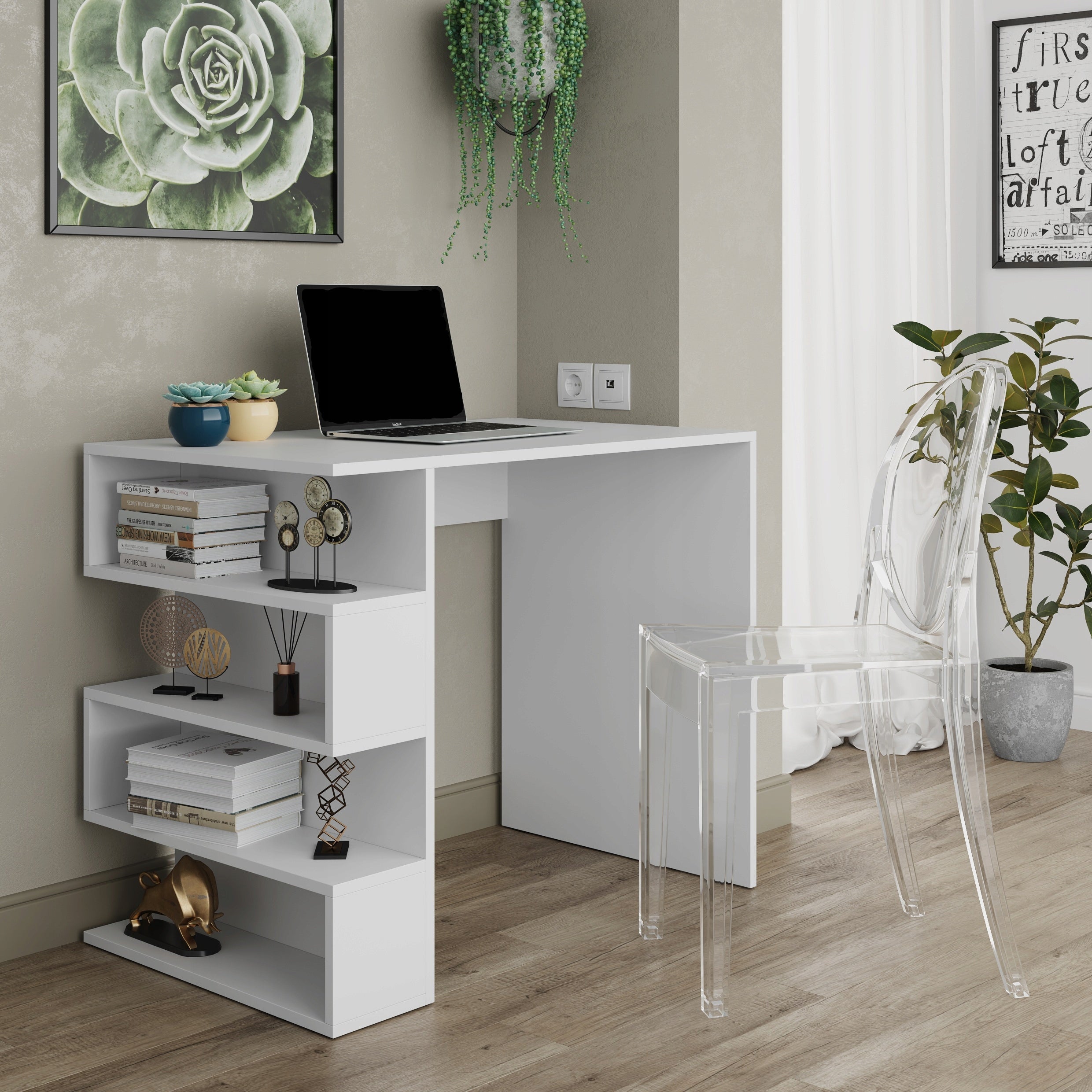 Desk 90 cm white with bookcase for youth room/office STERN T-12 EAN (GTIN) 5906893850645