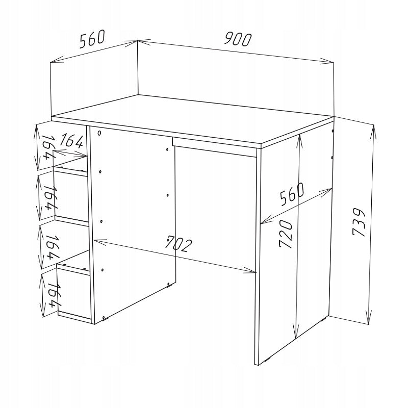 Desk 90 cm white with bookcase for youth room/office STERN T-12 Manufacturer code 5906893850645