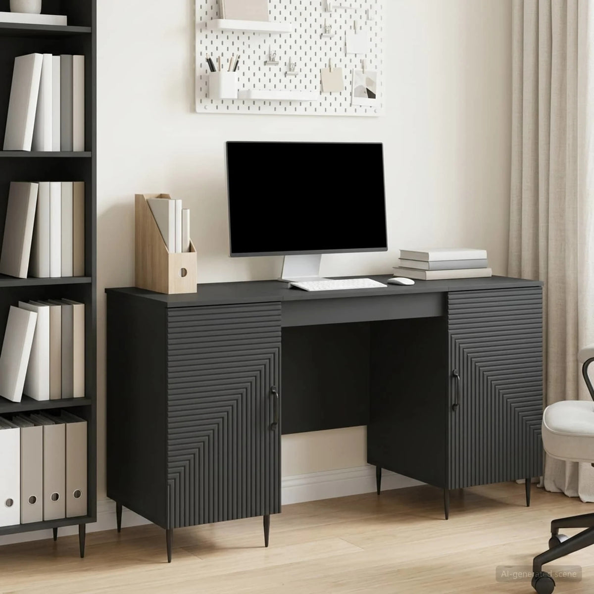 Desk Black 142,5 x 50 x 75 cm Engineered wood