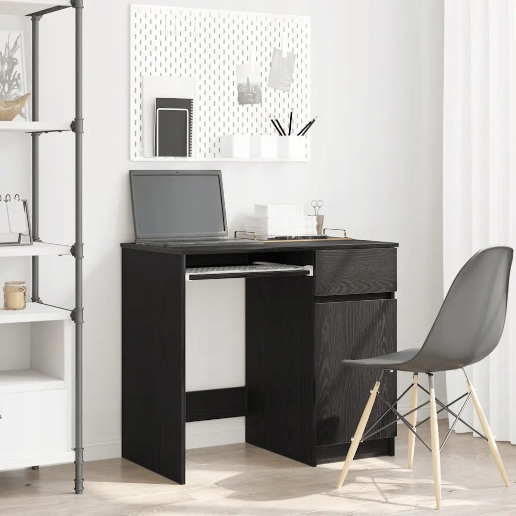 Desk Black Oak 86x49x76 cm Glued Wood Furniture color Black wood