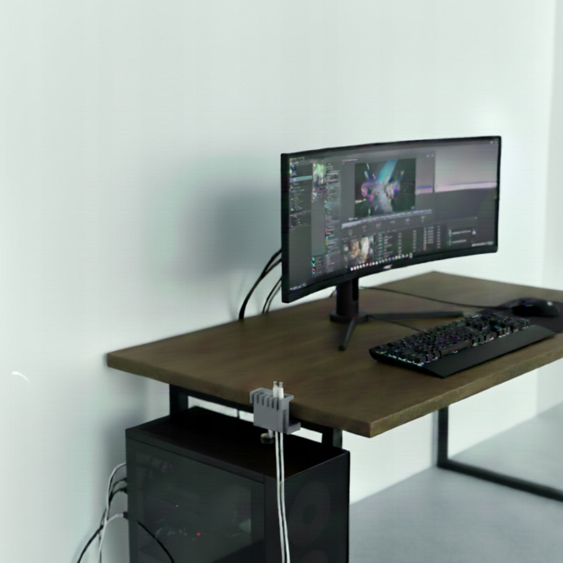Desk Cable Holder Grey Wire Organizer for Clamp Brand no brand