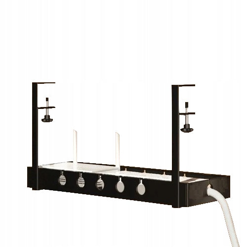 Desk Cable Organizer Black Grille Screwed to Tabletop 40cm
