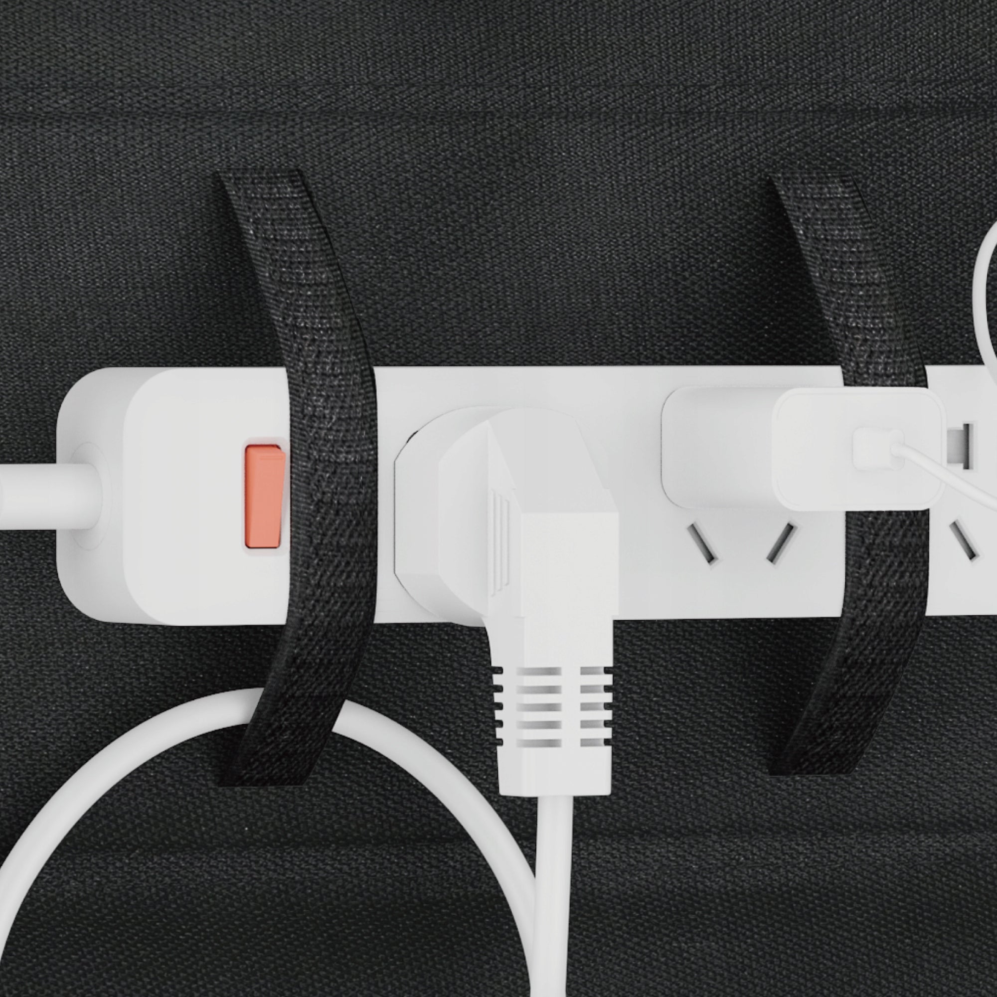 Desk Cable Organizer Length 80cm Clamp Mount + Velcro Tape Color black