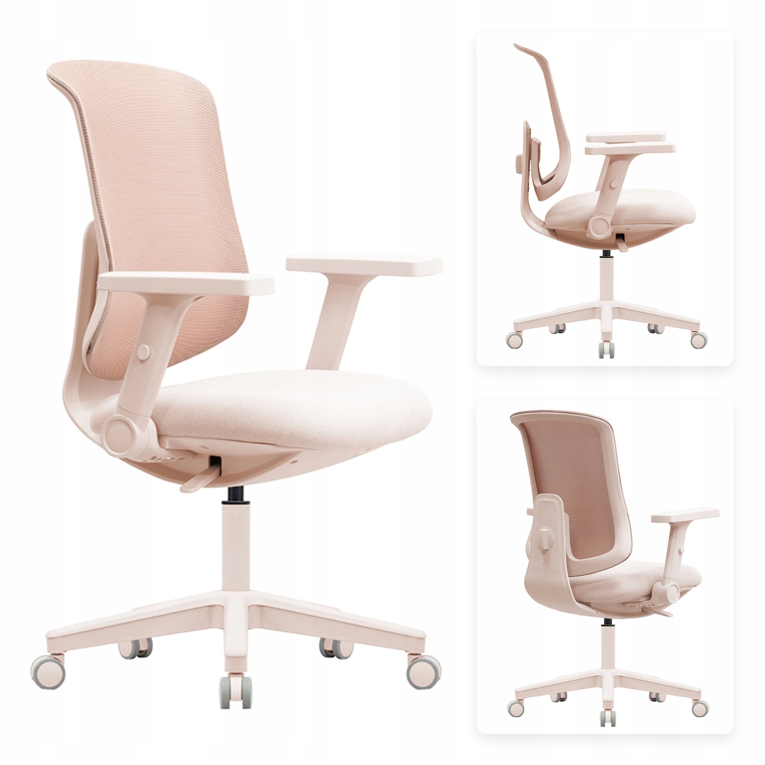 Desk Chair Pink Height Adjustable 47-57 Rotating Ergonomic