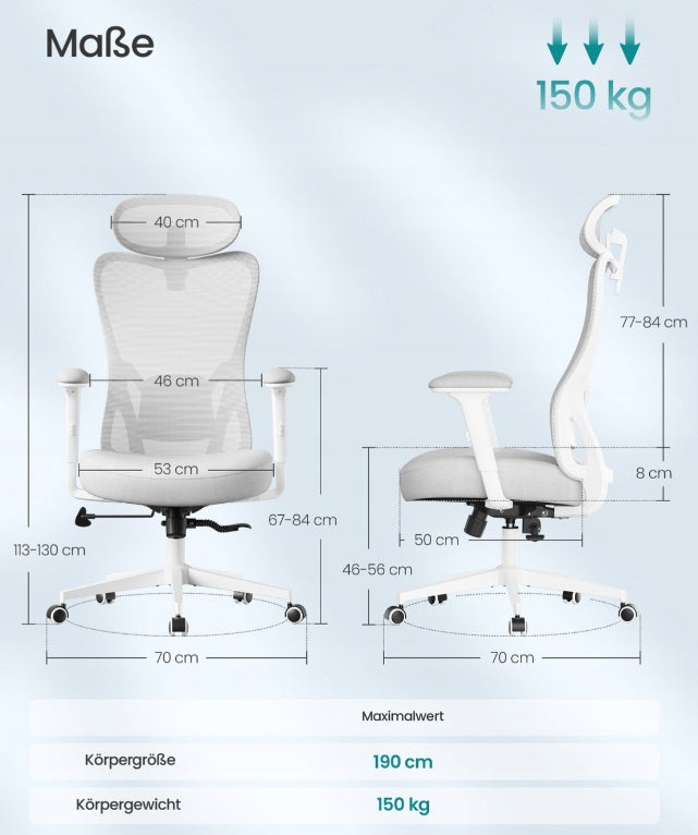 Desk Chair Swivel Chair Adjustable Comfortable ERGONOMIC GREY Brand Songmics