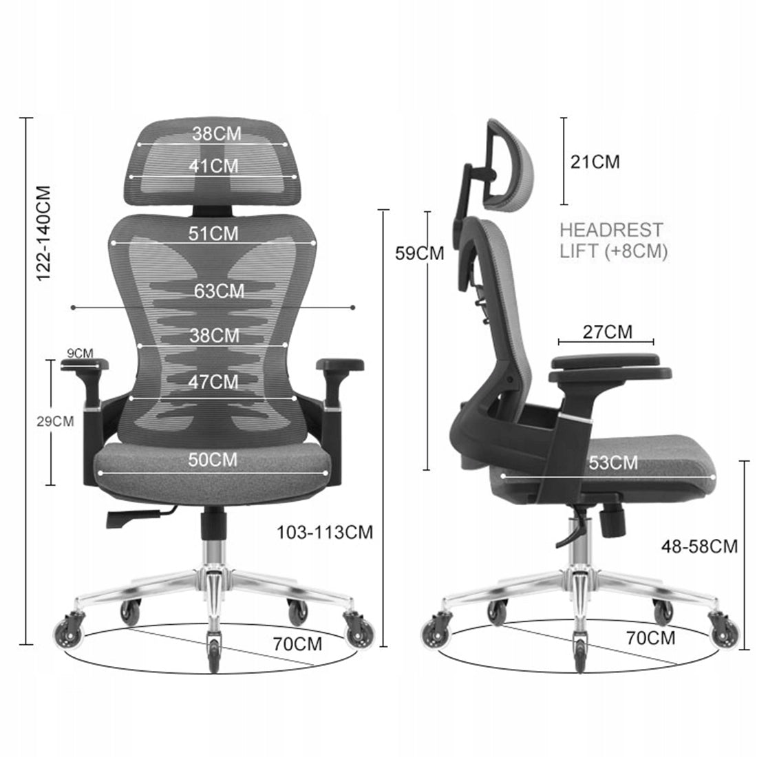 Desk Chair Swivel Chair Ergonomic Mesh Spacetronik grey EAN (GTIN) 5907100093947