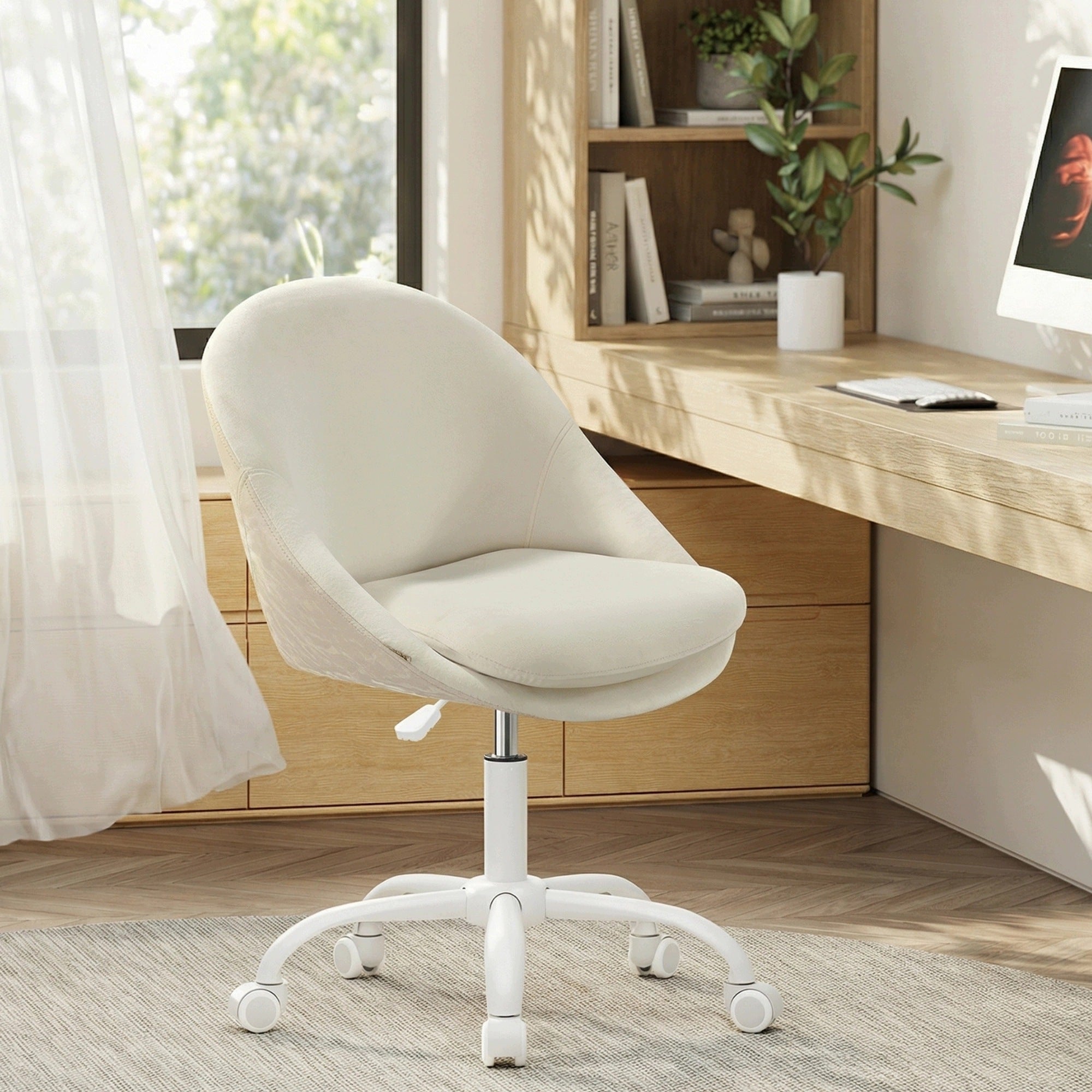 Desk Chair VELOUR Swivel Beige on Wheels Bucket Spacetronik Packaging status original