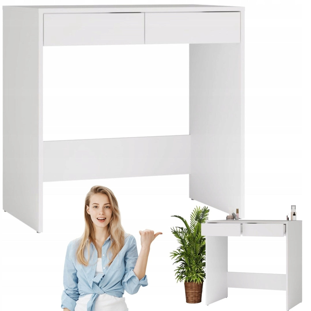 Desk Dressing Table with 2 Drawers White Modern Simple Elegant Maria