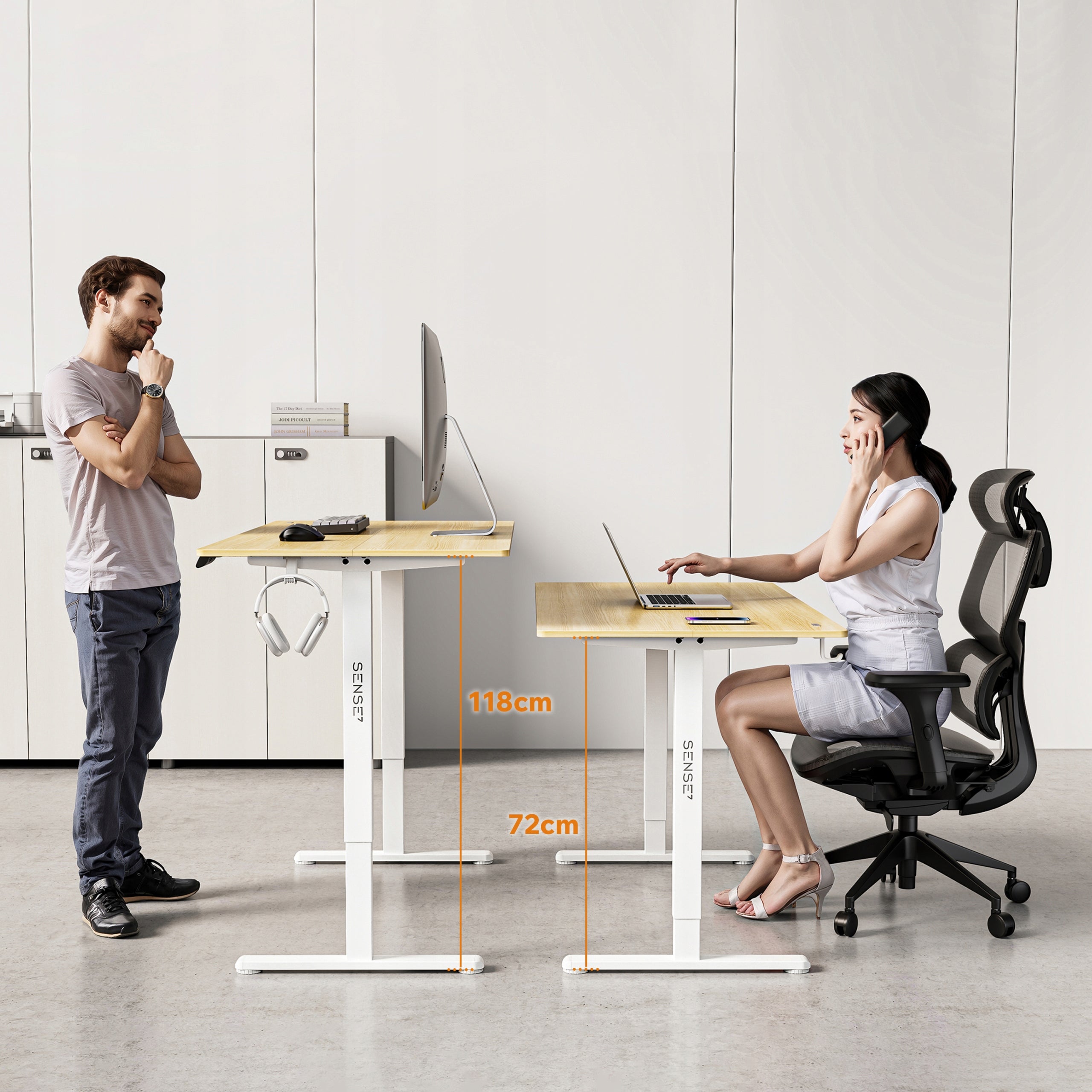 Desk Electrically Adjustable 140x70cm Height Adjustment 72-118cm SENSE7 Manufacturer code 14490993
