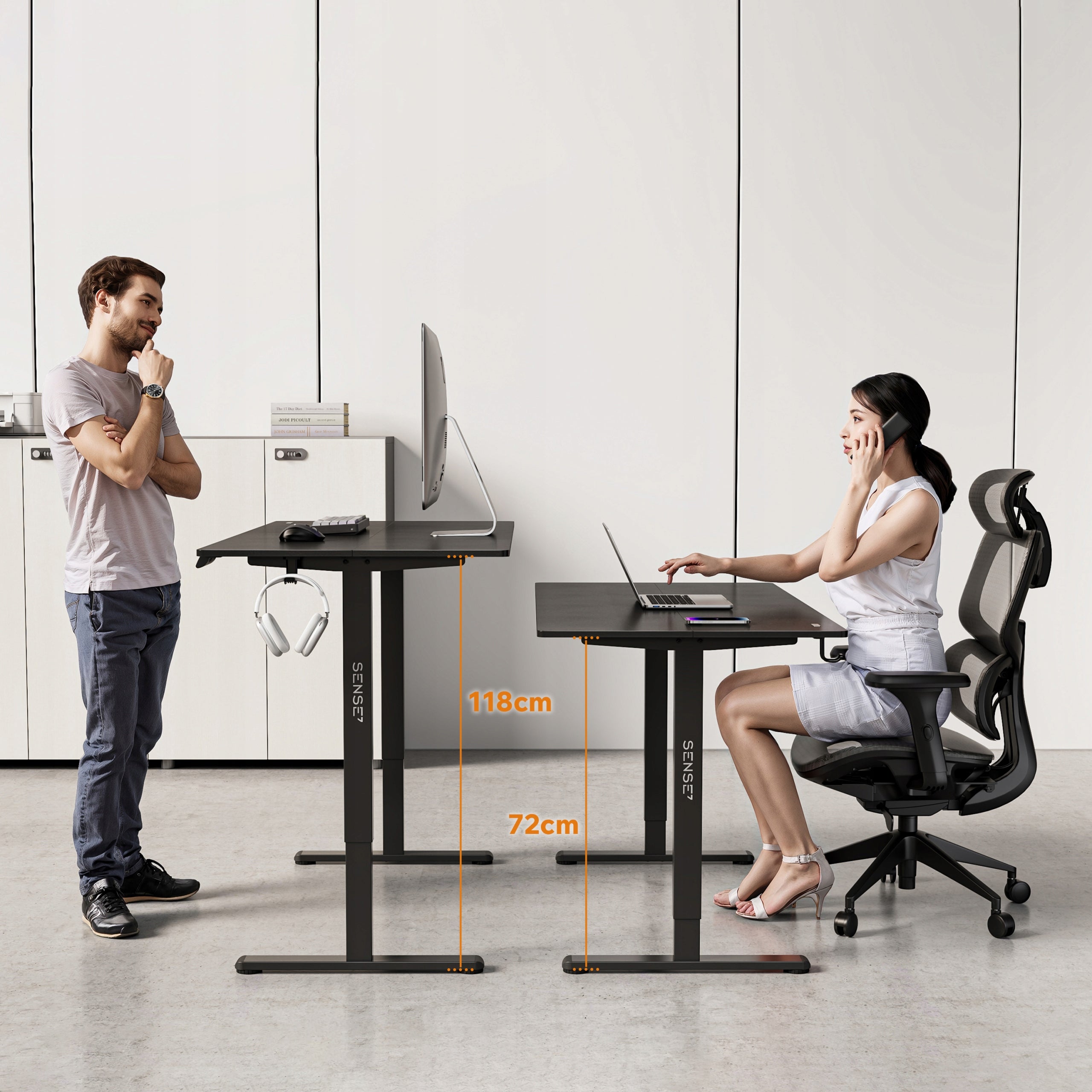 Desk Electrically Adjustable 140x70cm Height Adjustment 72-118cm SENSE7 Manufacturer code 14491005