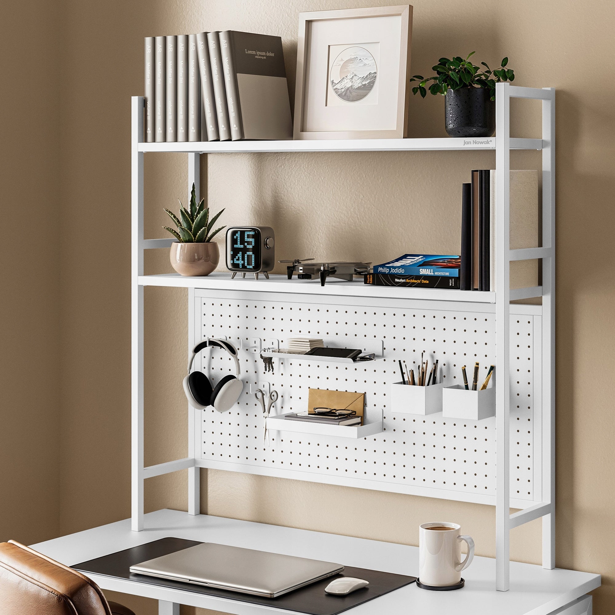 Desk Extension 115 cm Perforated Metal JAN NOWAK WENDY White Manufacturer code 1642