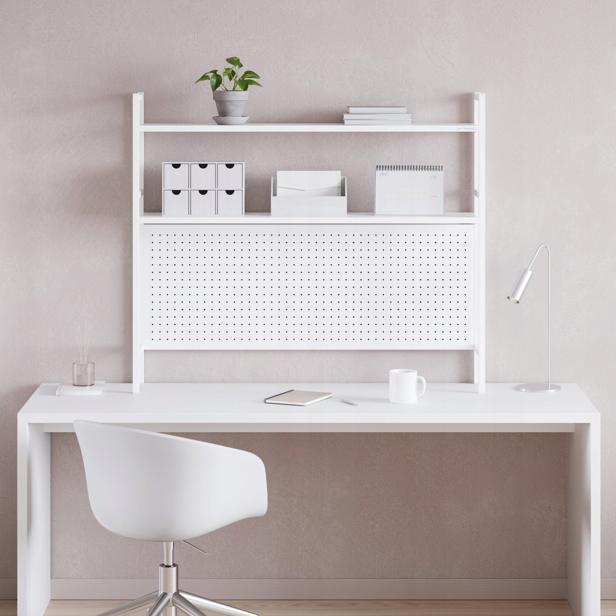Desk Extension 115 cm Perforated Metal JAN NOWAK WENDY White Packaging status original