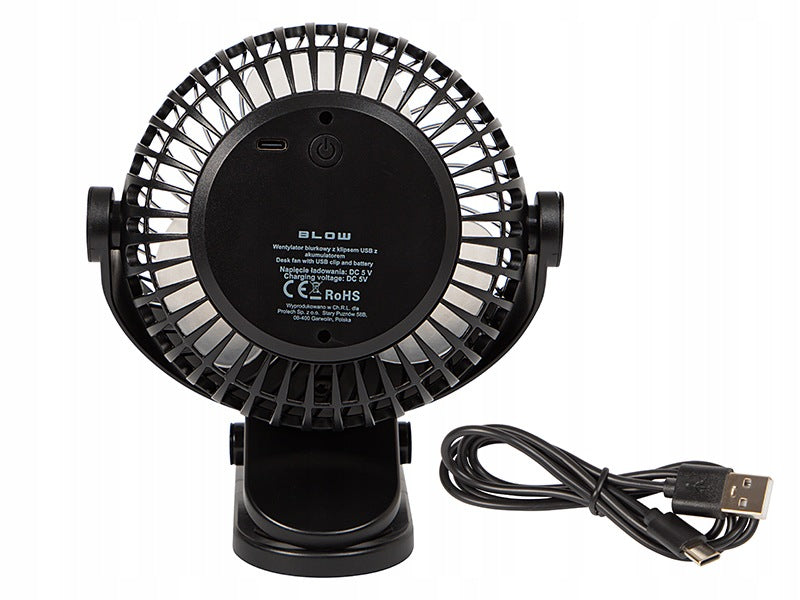 Desk Fan Mini Portable Battery Operated 3W 21cm 4 Modes with Clip Brand Blow