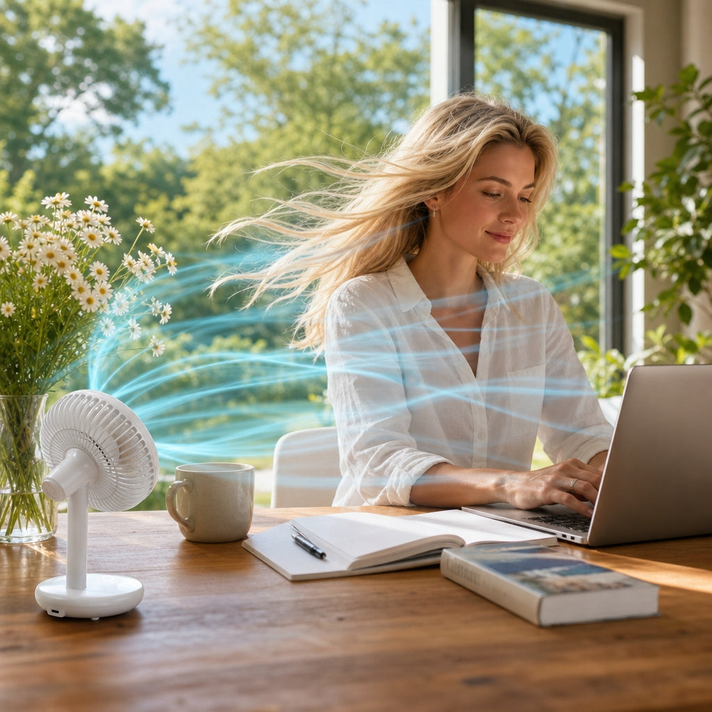 Desk Fan Small 10 h CLIMATIVE BreezGo Wireless QUIET Brand Climative