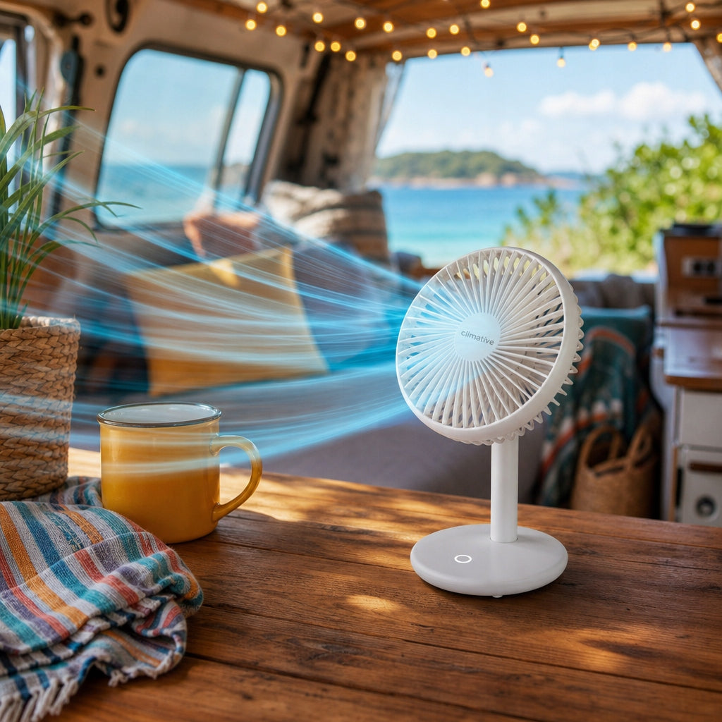 Desk Fan Small 10 h CLIMATIVE BreezGo Wireless QUIET Fan type table