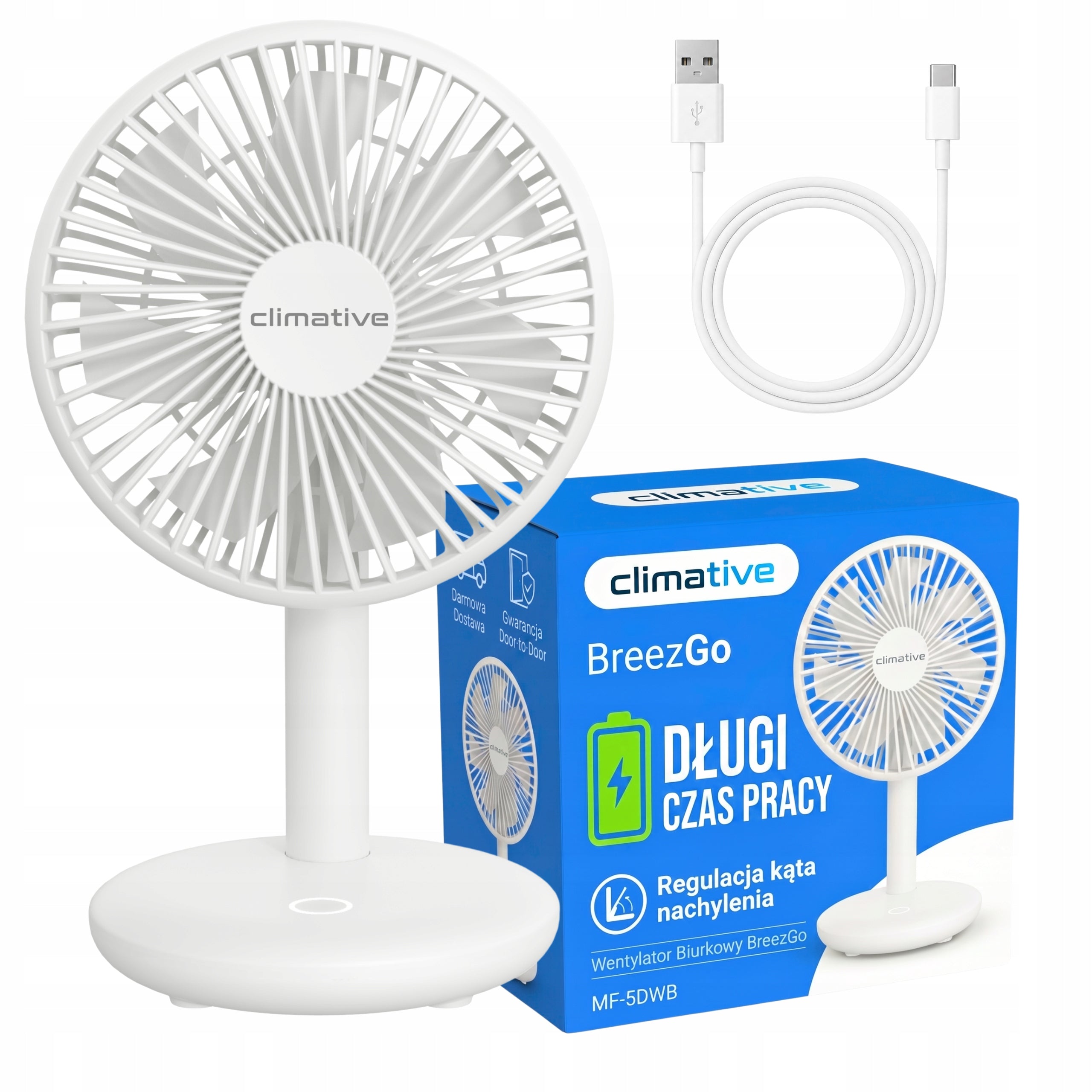 Desk Fan Small 10 h CLIMATIVE BreezGo Wireless QUIET