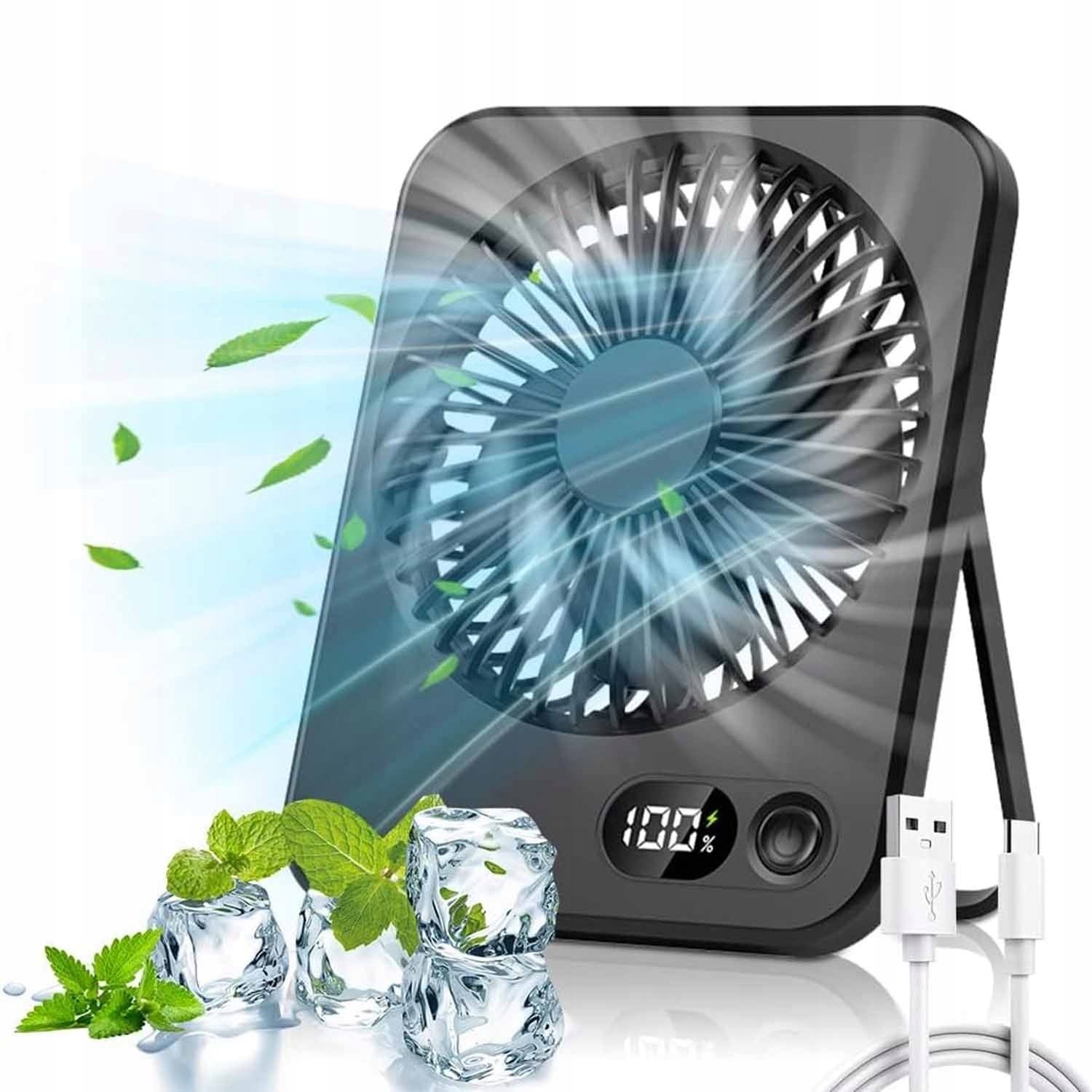 Desk Fan Standing Fan Quiet Powerful Small USB-C 2000mAh Packaging status original