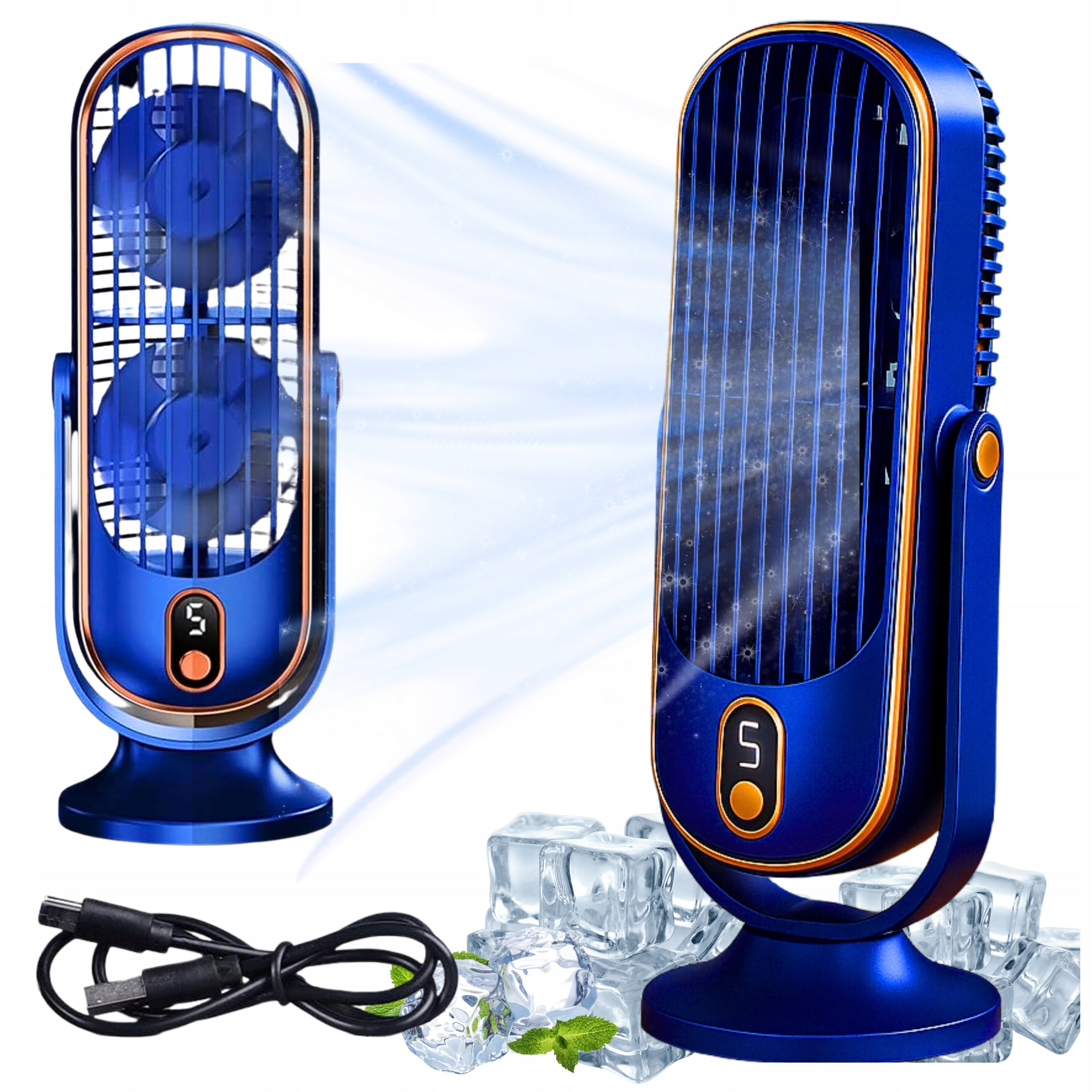 Desk Fan Standing Fan With 5 Speeds Powerful 4000mAh USB