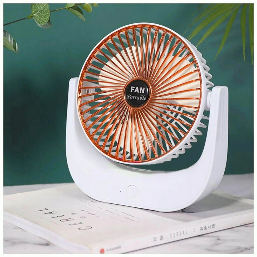 Desk Fan Standing Portable Mini Charging USB Copper Dominant color white