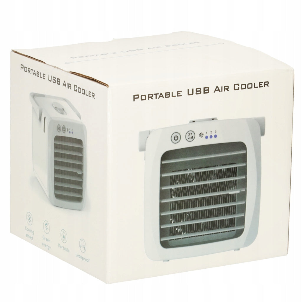 Desk Fan Standing USB Quiet Small Windmill for Desk Water Air Conditioner Dominant color white