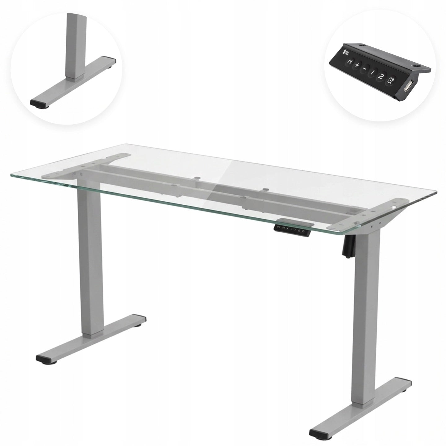 Desk Frame Electric Grey Height Adjustment Double Bracket 80kg