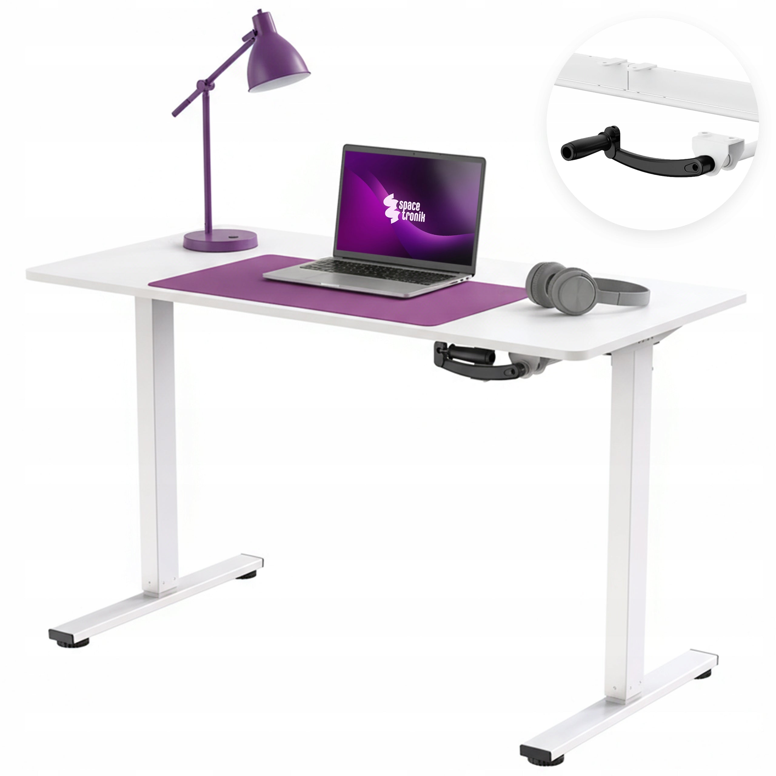 Desk Manually Adjustable 120x60 cm 40kg Spacetronik white