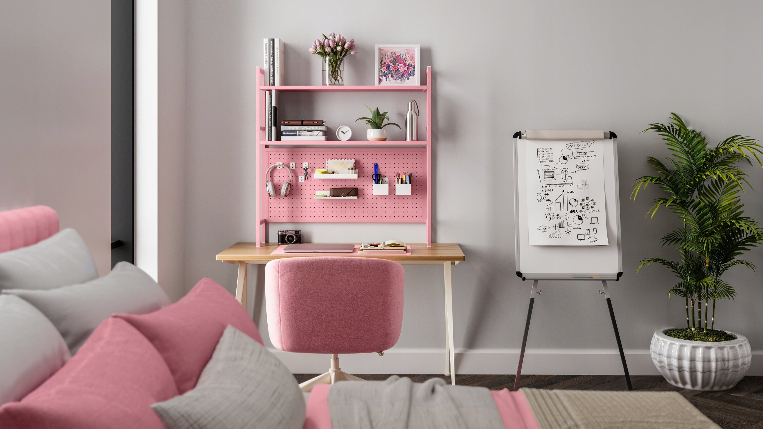 Desk Riser 95 cm Perforated Metal Small JAN NOWAK JENNY Pink Manufacturer code 1640