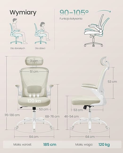 Desk chair Songmics office beige OBN047K01 Brand Songmics