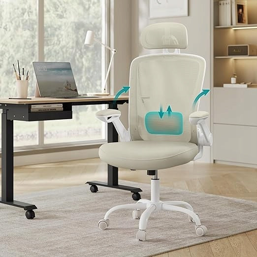 Desk chair Songmics office beige OBN047K01 Furniture depth 64 cm