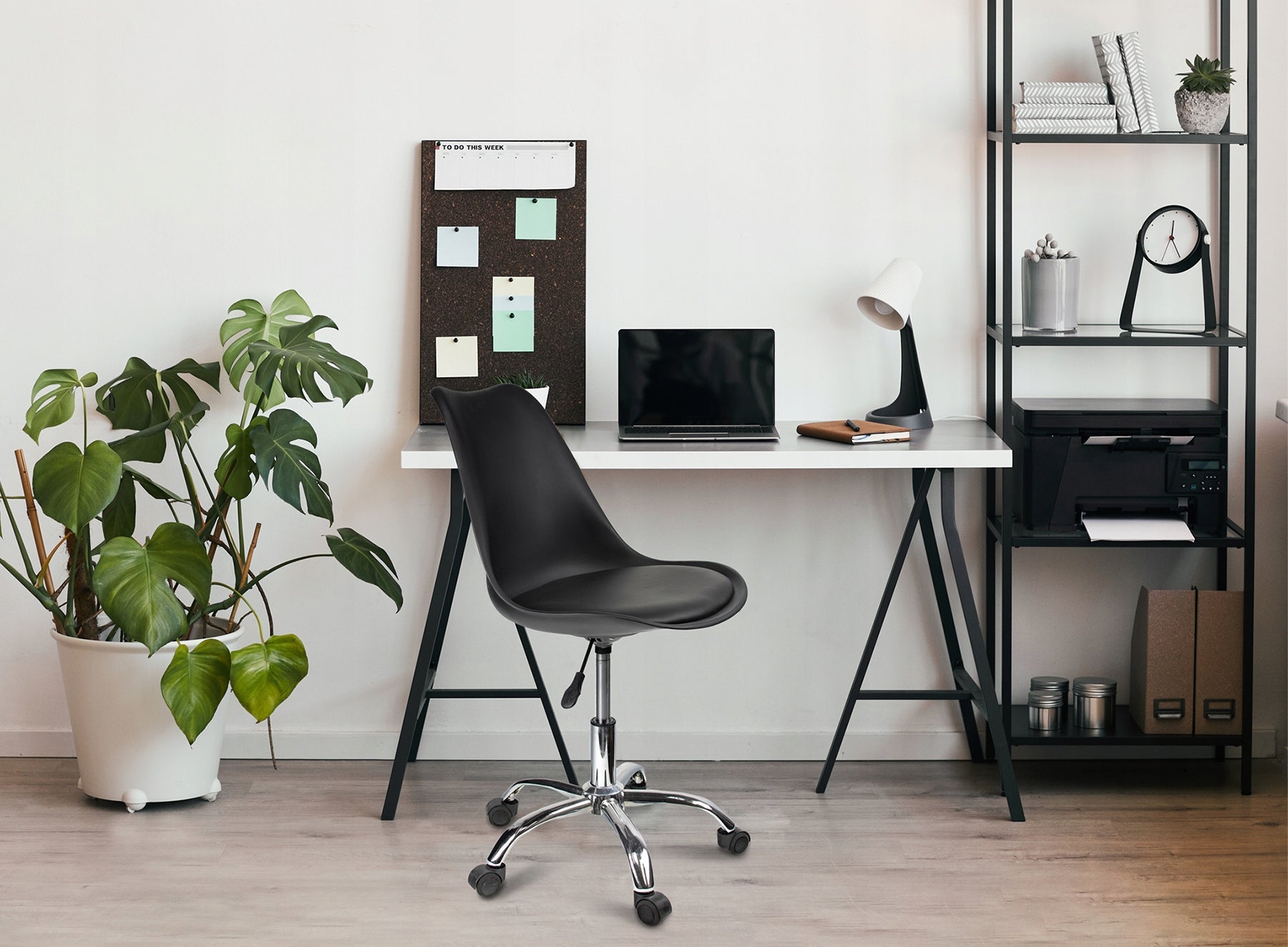 Desk chair on wheels swivel WITH CUSHION desk IGER black JUMIhome Manufacturer code z poduszką nowoczesne