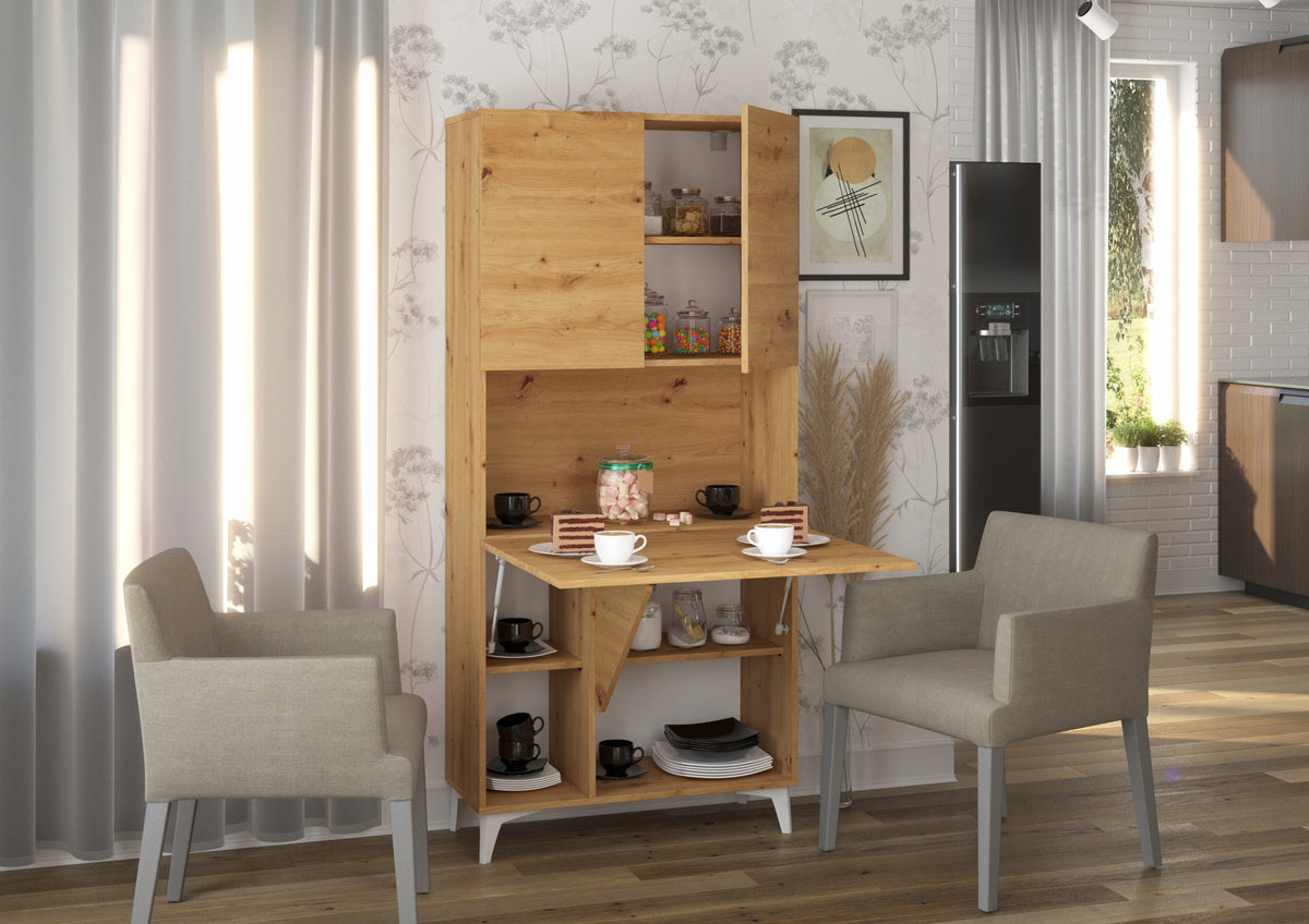 Desk folding cabinet bookcase MEGAN 1 80 x 36 x 175 cm oak artisan table Manufacturer code 5903769712823