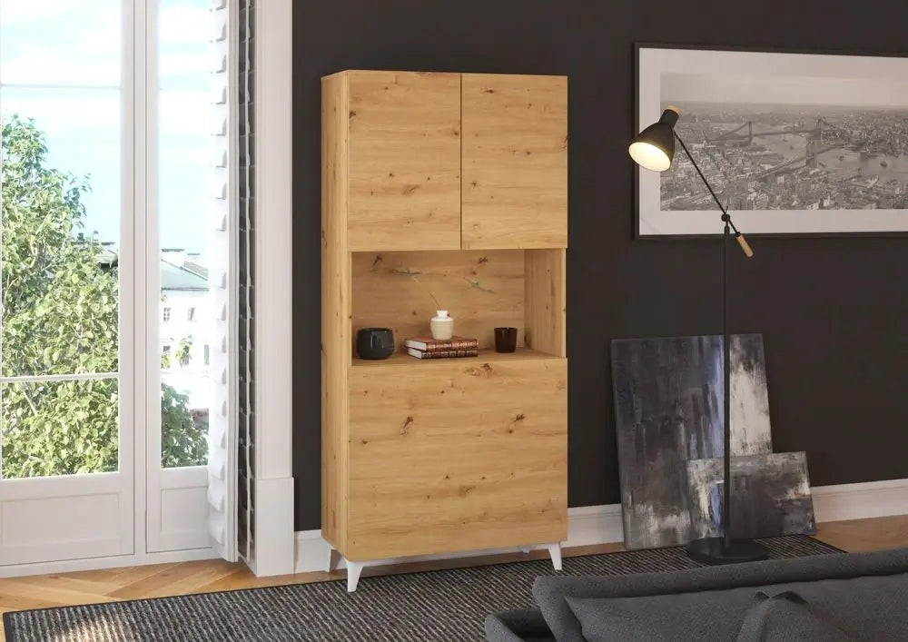 Desk folding cabinet bookcase MEGAN 1 80 x 36 x 175 cm oak artisan table