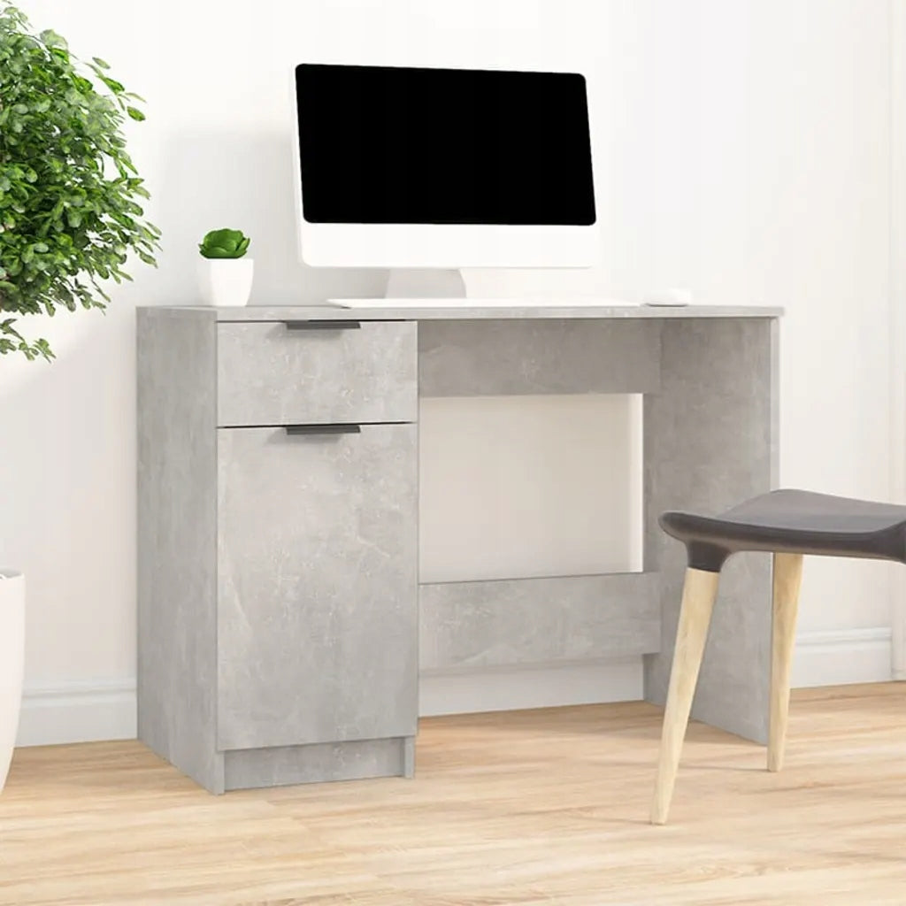 Desk, grey concrete, 100x50x75 cm, wood-based material Furniture color concrete