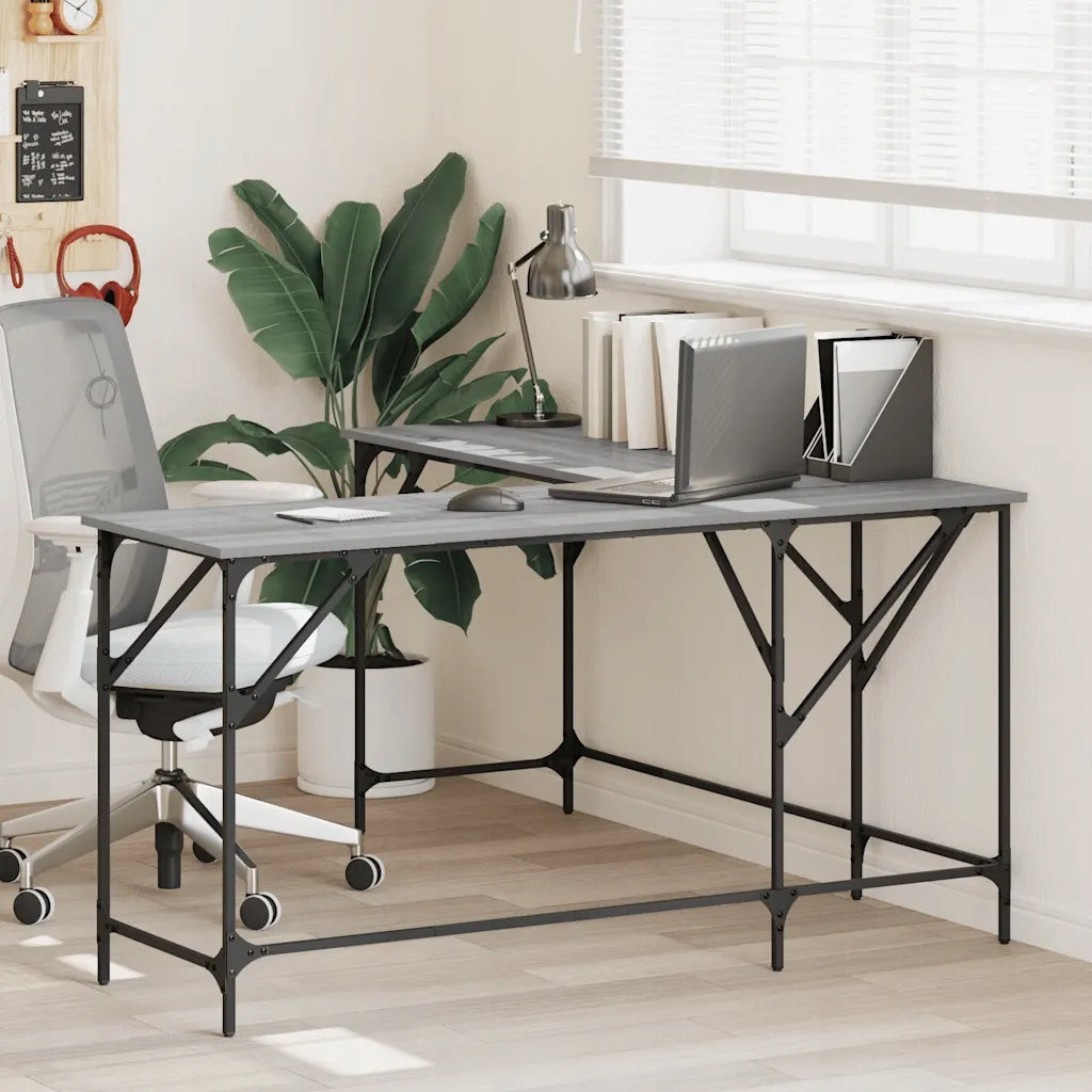 Desk, grey sonoma oak, 149x149x75cm, wood-based material Furniture color shades of gray