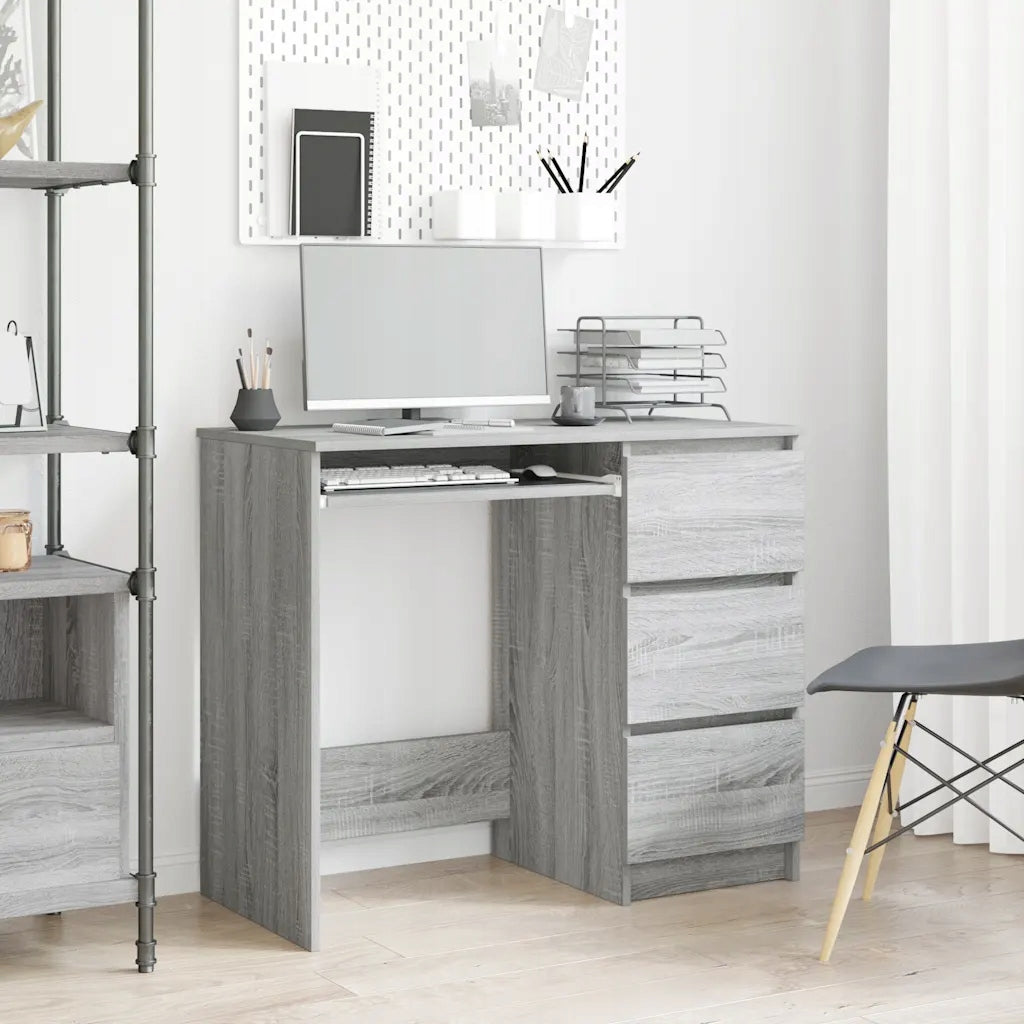 Desk, grey sonoma oak, 90x45x76 cm, material Furniture color shades of gray