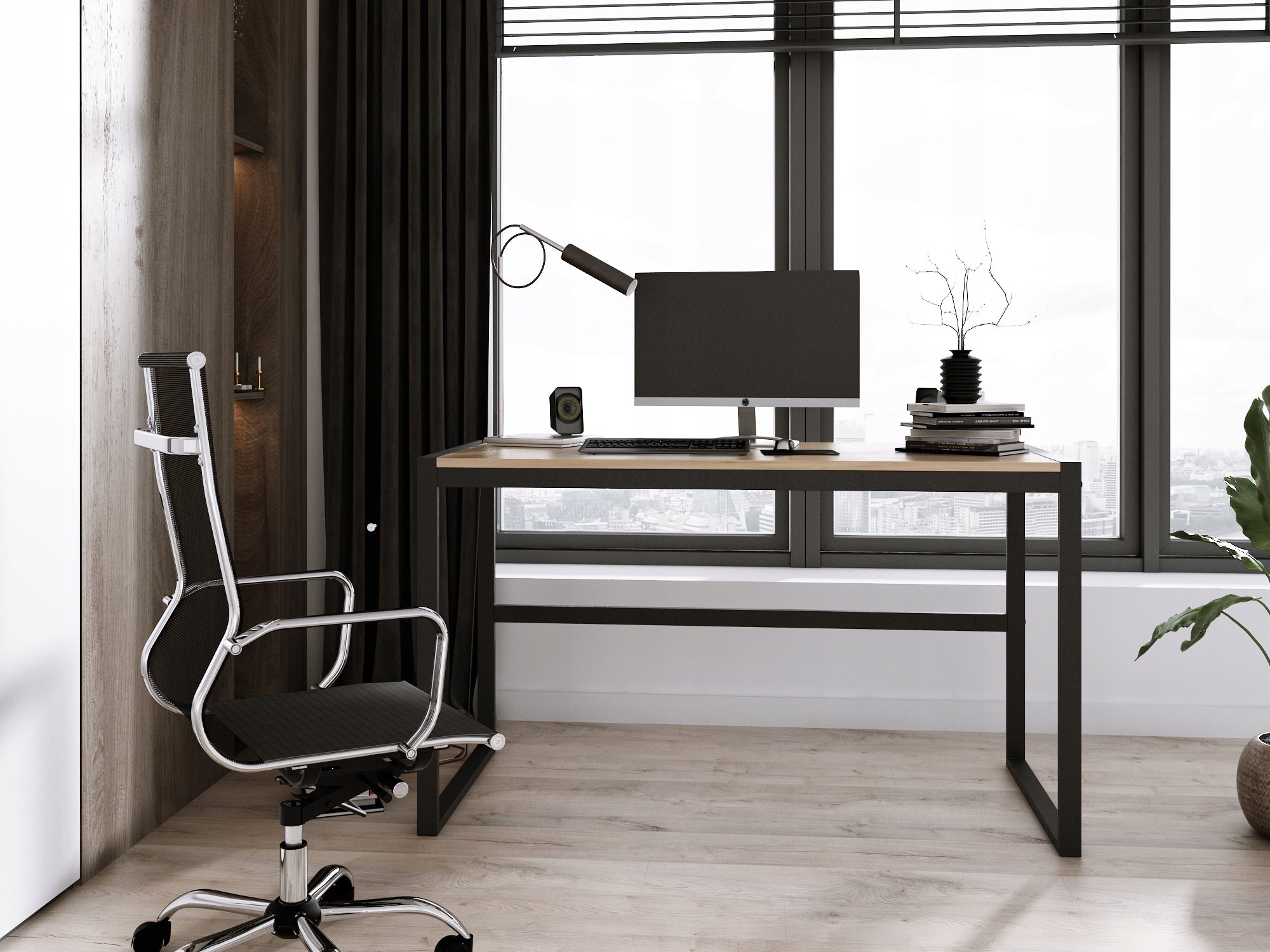 Desk loft industrial Oak Gold Craft 98 x 60 x 75 cm Manufacturer code 5904624778282