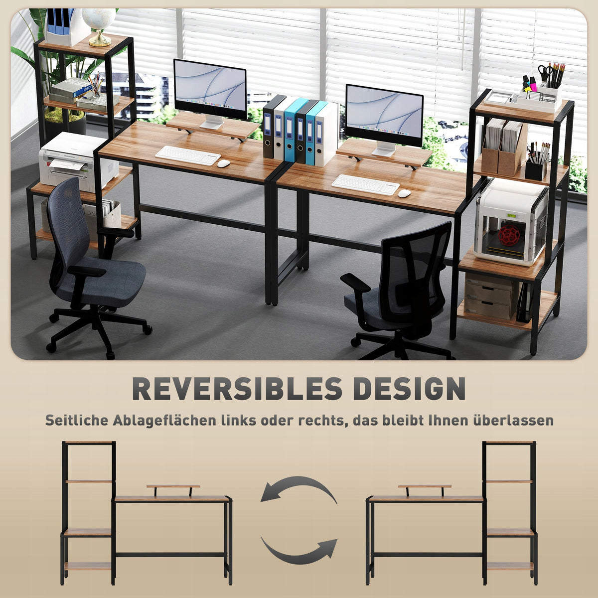 Desk rectangular Homcom 48 x 150 x 125 cm shades of yellow Furniture color shades of yellow