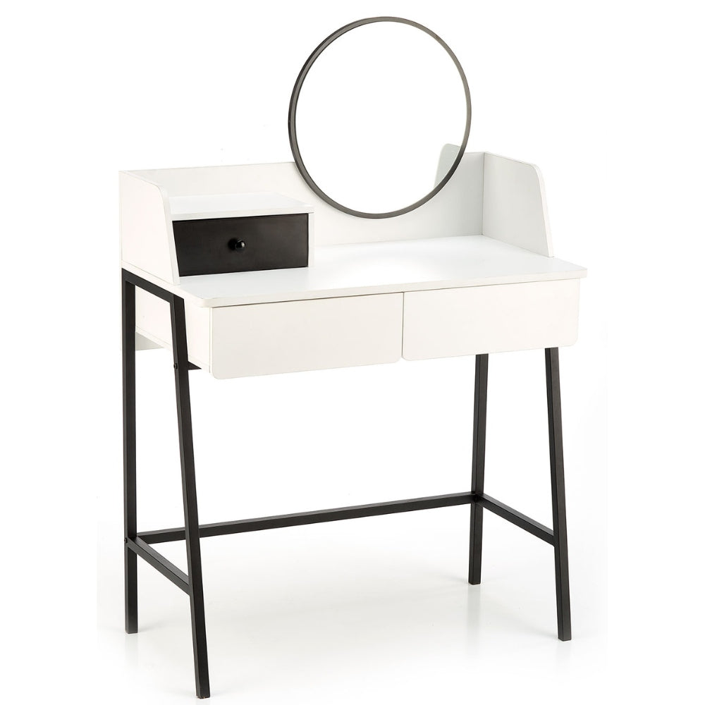 Desk white table modern console with drawers mirror industrial