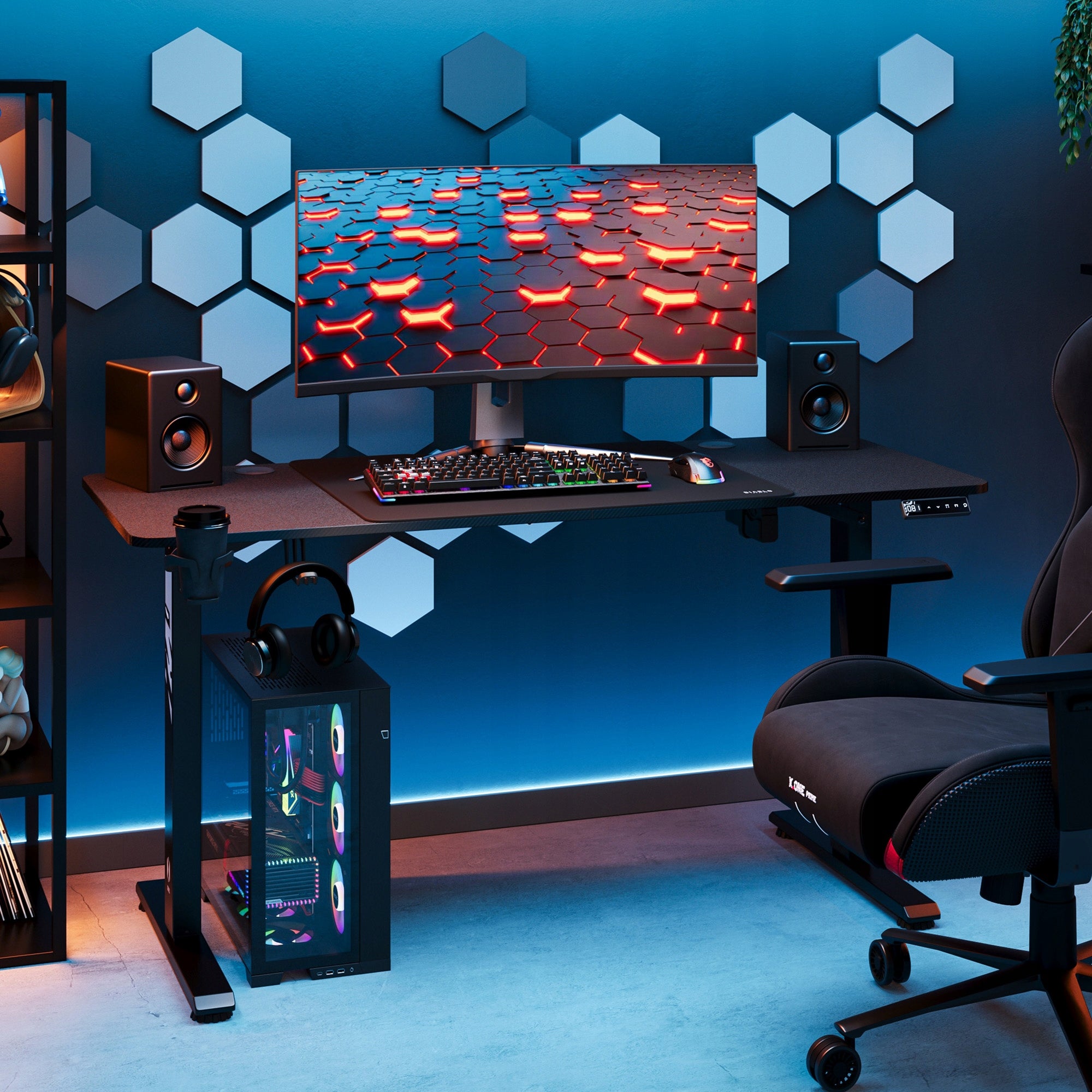 Desk with Electric Height Adjustment 140cm DIABLO X-TENSIO Black Packaging status original