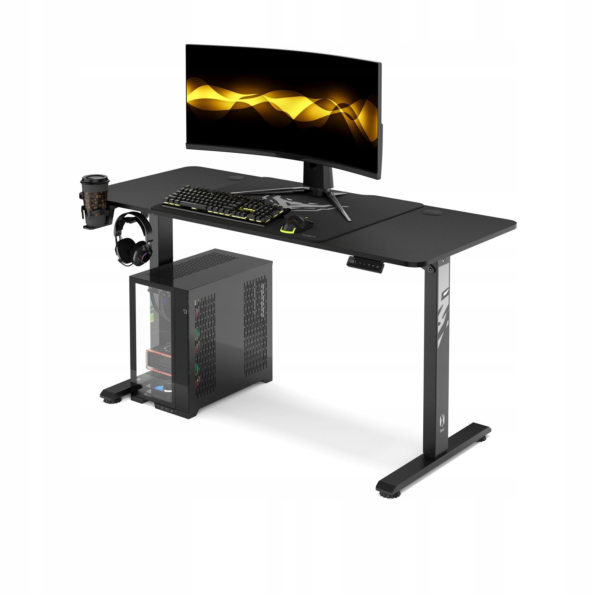 Desk with Electric Height Adjustment 140cm DIABLO X-TENSIO Black