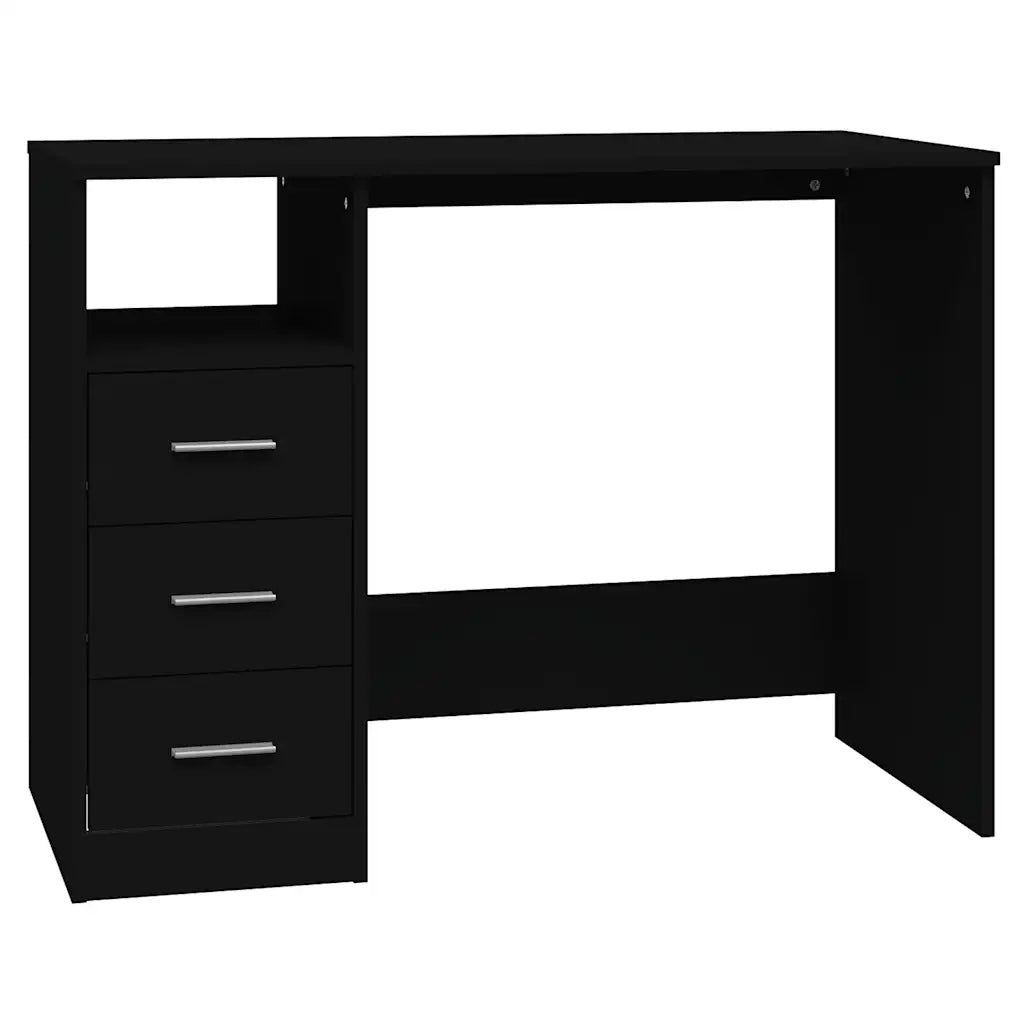 Desk with drawers, black, 102x50x76 cm