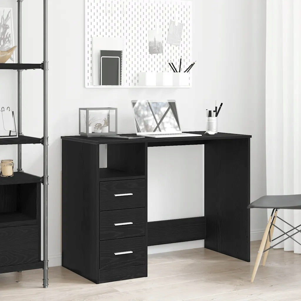 Desk with drawers, black oak, 102x50x76 cm Furniture color black