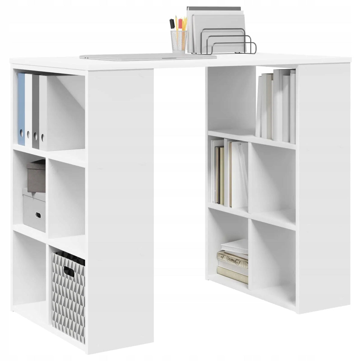 Desk with shelf White 90 x 50 x 75 cm Wood-based material Brand VidaXL