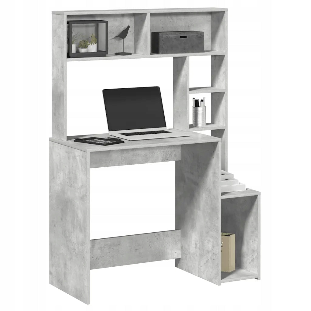 Desk with shelves, concrete grey, 100x45x140 cm Furniture color shades of gray