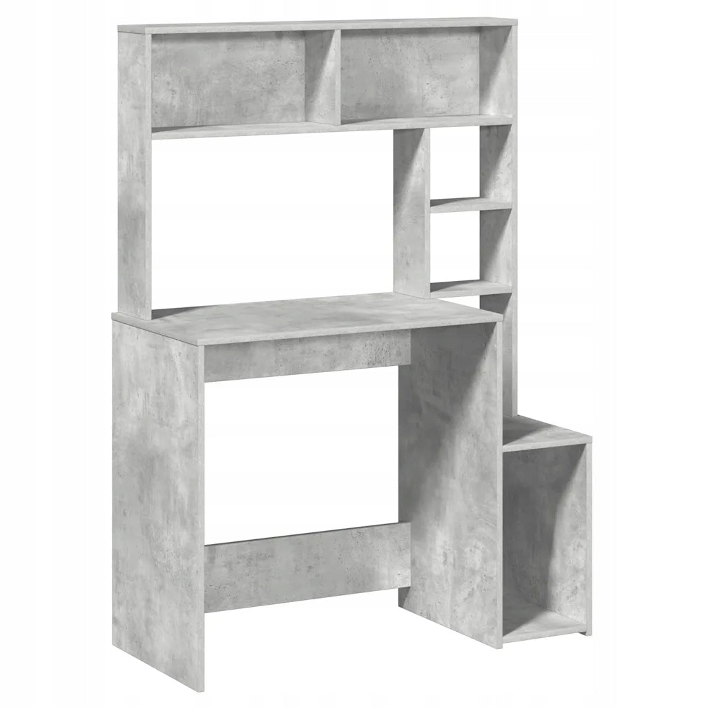 Desk with shelves, concrete grey, 100x45x140 cm