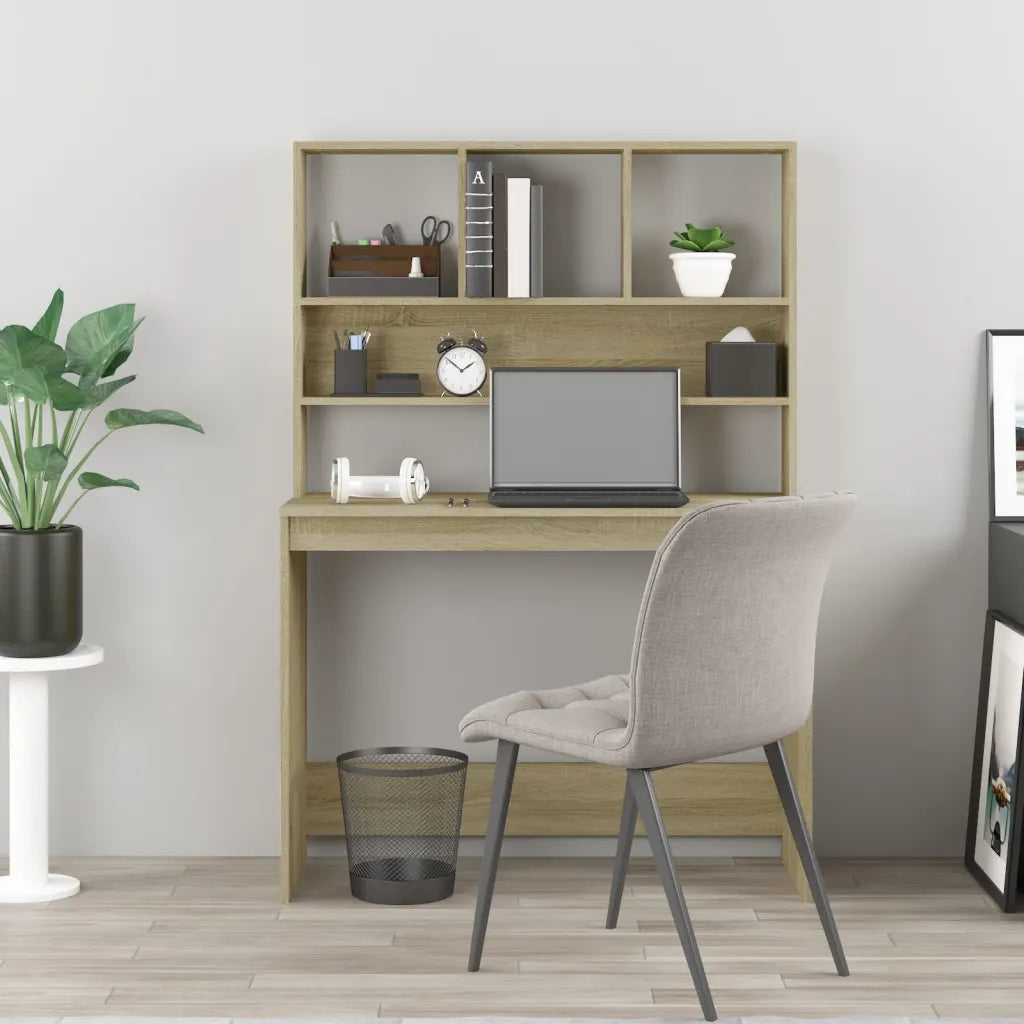 Desk with shelves, sonoma oak, 102x45x148 cm Brand VidaXL