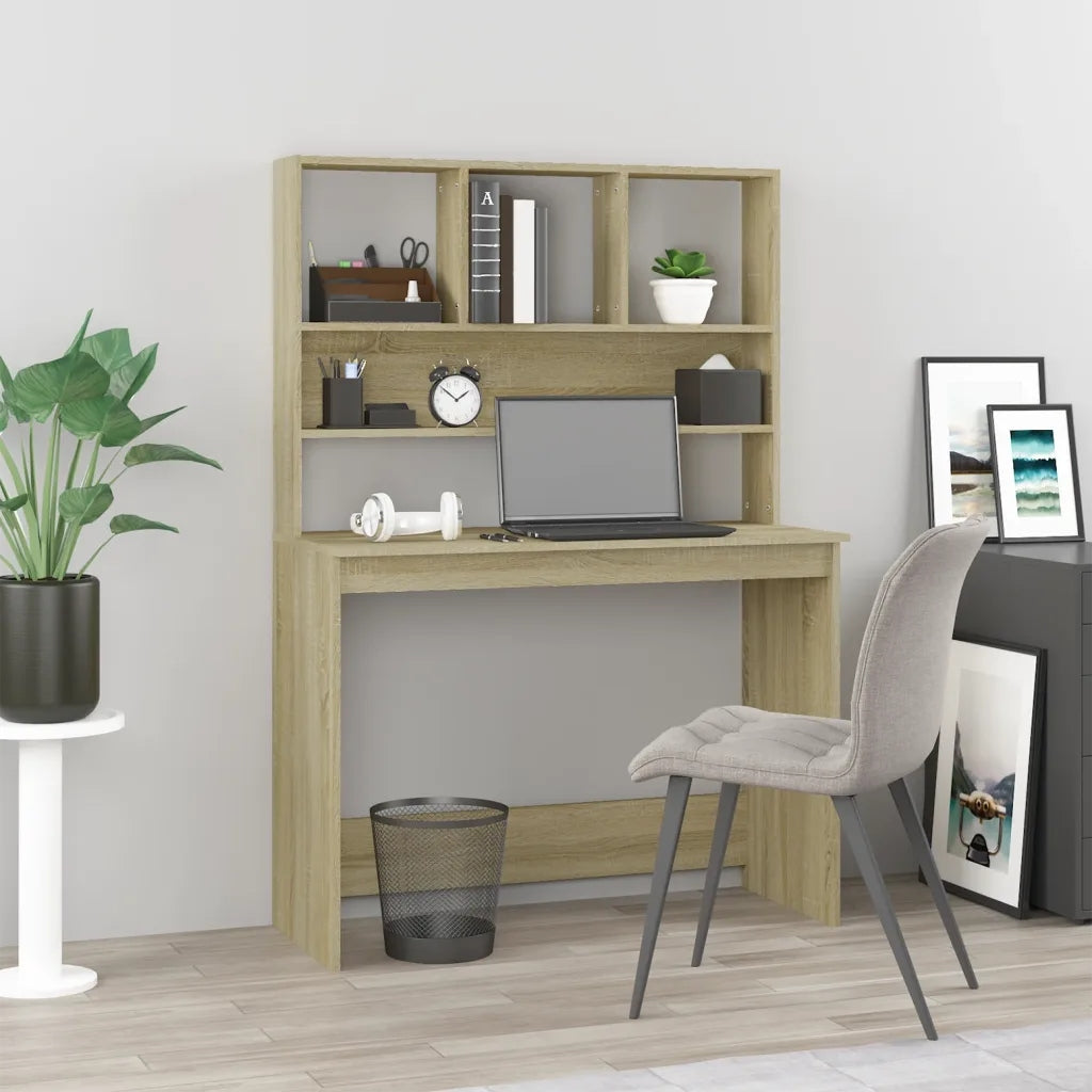 Desk with shelves, sonoma oak, 102x45x148 cm Furniture color sonoma oak